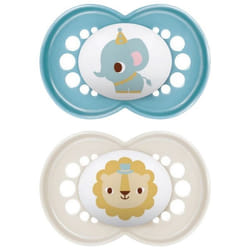 Sucettes-MAM Sucette Original Animaux - 18+ Mois - Silicone - X2 (Modèle : Éléphant et Lion)