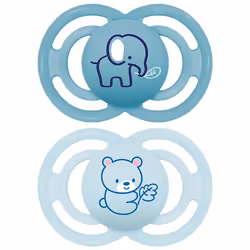 Sucettes-MAM Sucette Perfect Animaux - 6+ Mois - Silicone - X2 (Modèle : Éléphant et Ours)