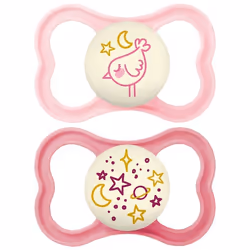 Sucettes-MAM Sucette Suprême Nuit - 6+ Mois - Silicone - X2 (Couleur : Rose)