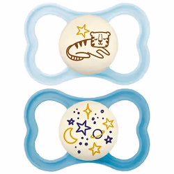 Sucettes-MAM Sucette Suprême Nuit - 18+ Mois - Silicone - X2 (Couleur : Bleu)