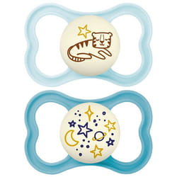 Sucettes-MAM Sucette Suprême Nuit - 18+ Mois - Silicone - X2 (Couleur : Bleu)
