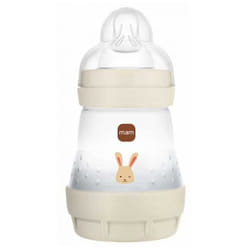 MAM Biberon Easy Start 160 ml 0 Mois et + Débit 1 Lent - Couleur : Beige Lapin