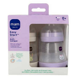 MAM 2 Biberons Easy Start 160 ml 0 Mois et + Débit 1 Lent