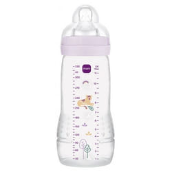 MAM Easy Active Biberon 2ème Âge 330 ml 6 Mois et + Débit Très Rapide - Couleur : Lilas