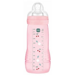MAM Easy Active Biberon 2ème Âge 330 ml 6 Mois et + Débit Très Rapide - Couleur : Berry