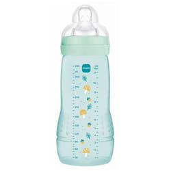 MAM Easy Active Biberon 2ème Âge 330 ml 6 Mois et + Débit Très Rapide - Couleur : Vert d'Eau