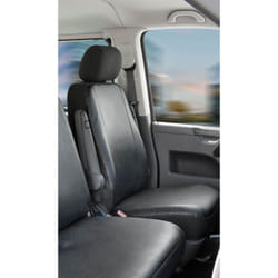 Walser - Housse de siège Transporter en simili cuir pour vw T5, siège simple avant avec encoche pour accoudoir