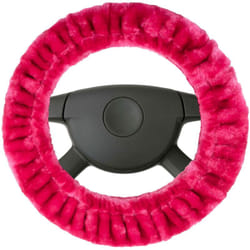 Housse de volant Teddy Peluche en fausse fourrure teddy vegan rose