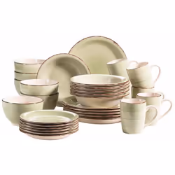 MÄser - 931616 - MASER Bel Tempo II Lot de 30 plats vintage pour 6 personnes en ceramique peinte a la main Vert gres