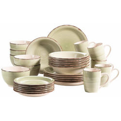 MÄser - 931616 - MASER Bel Tempo II Lot de 30 plats vintage pour 6 personnes en ceramique peinte a la main Vert gres