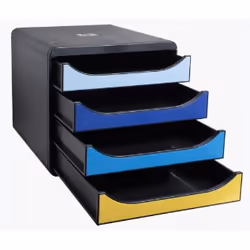 Exacompta Module De Classement Big Box 4 Tiroirs Bee Blue - Couleurs Assorties - Nouveauté