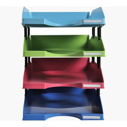 Exacompta 1131928SETD bac de rangement de bureau Plastique Bleu, Vert, Bleu clair, Rouge