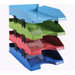 Exacompta 1131928SETD bac de rangement de bureau Plastique Bleu, Vert, Bleu clair, Rouge