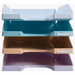 Exacompta Set de 4 corbeilles à courrier combo midi, Polystyrène, Bleu, Couleur menthe, Orange, Violet, A4+, Autriche, 243 mm ...