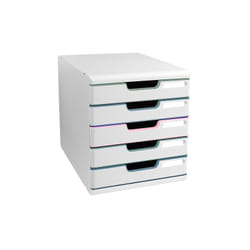 Module de classement Exacompta Modulo 5 tiroirs couleur - blanc/assortis clair