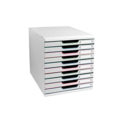 Module de classement Exacompta Modulo 10 tiroirs couleur - blanc/assortis clair