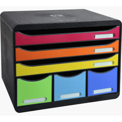 Exacompta 306798D bac de rangement de bureau Plastique Noir, Multicolore