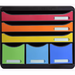 Exacompta 306798D bac de rangement de bureau Plastique Noir, Multicolore