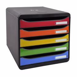 Exacompta Big-Box Plus, 5 tiroir(s), Noir, Polystyrène, Brillant, Monochromatique, Bleu