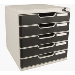 Exacompta 331014D bac de rangement de bureau Plastique Noir, Gris clair