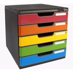 Exacompta 331798D bac de rangement de bureau Plastique Noir, Bleu, Vert, Orange, Rouge, Jaune