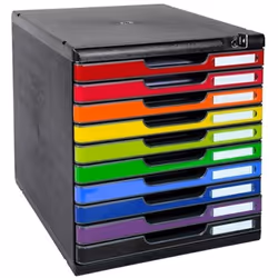 Module de classement avec fermeture à clé Exacompta Modulo 10 tiroirs multicolore