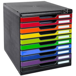 Module de classement avec fermeture à clé Exacompta Modulo 10 tiroirs multicolore
