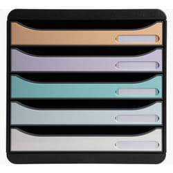 Exacompta 3094296D bac de rangement de bureau Plastique Noir, Bleu, Corail, Vert, Mauve