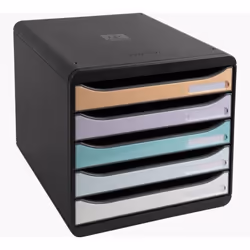 Exacompta 3094296D bac de rangement de bureau Plastique Noir, Bleu, Corail, Vert, Mauve