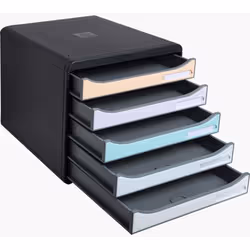 Exacompta 3094296D bac de rangement de bureau Plastique Noir, Bleu, Corail, Vert, Mauve
