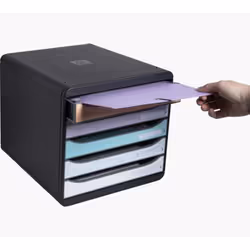 Exacompta 3094296D bac de rangement de bureau Plastique Noir, Bleu, Corail, Vert, Mauve - Vue supplémentaire 4