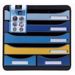 Exacompta Module De Classement Big Box Maxi 6 Tiroirs Bee Blue - Couleurs Assorties - Nouveauté, 6 tiroir(s), Plastique, Noir ...