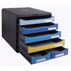 Exacompta Module De Classement Big Box Maxi 6 Tiroirs Bee Blue - Couleurs Assorties - Nouveauté - Vue supplémentaire 4
