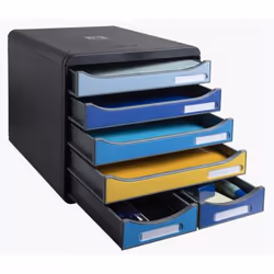 Exacompta Module De Classement Big Box Maxi 6 Tiroirs Bee Blue - Couleurs Assorties - Nouveauté - Vue supplémentaire 5