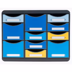 Exacompta Moule De Classement Storebox Multi 11 Tiroirs Bee Blue - Couleurs Assorties - Nouveauté, 11 tiroir(s), Plastique, N ...