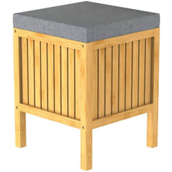 Eisl - Panier à linge 2 en 1 avec coussin de siège Bambou 39x39x52,5 cm