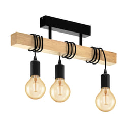 EGLO Townshend éclairage en suspension Support flexible E27 Noir, Bois