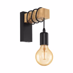 EGLO Townshend, Surface, 1 ampoule(s), E27, Noir, Bois