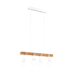 EGLO Townshend éclairage en suspension Support flexible E27 Blanc, Bois