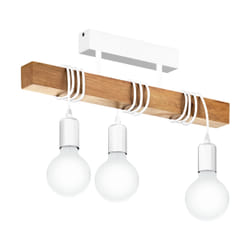 EGLO Townshend éclairage en suspension Support flexible E27 Blanc, Bois
