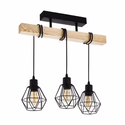 EGLO Townshend 5, 3 ampoule(s), E27, Noir, Bois