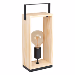 EGLO Famborough, Noir, Bois, Acier, Bois, Chambre à coucher, Salon, IP20, II, E27
