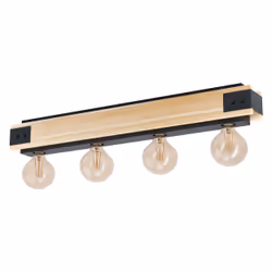 EGLO Layham, 4 ampoule(s), E27, IP20, Noir, Marron