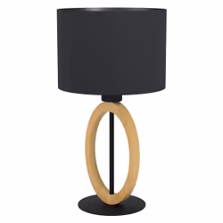 EGLO Basildon 1, Noir, Marron, Tissu, Acier, Bois, Chambre à coucher, Salle à manger, Salon, IP20, II, E27