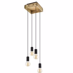 EGLO Wootton, 4 ampoule(s), E27, IP20, Noir, Marron