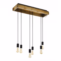 EGLO Wootton, 6 ampoule(s), E27, IP20, Noir, Marron