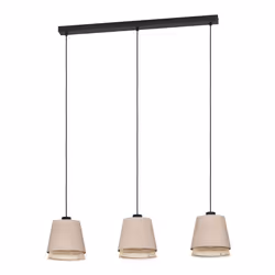 EGLO Hängeleuchte 3xE27 schwarz/Natur/Bambus 43976, 3 ampoule(s), E27, IP20, Noir, Marron, Naturel