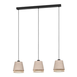 EGLO Hängeleuchte 3xE27 schwarz/Natur/Bambus 43976 éclairage de plafond E27 40 W