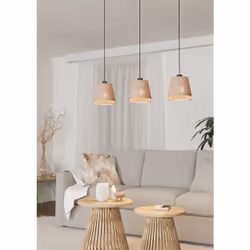 EGLO Hängeleuchte 3xE27 schwarz/Natur/Bambus 43976 éclairage de plafond E27 40 W