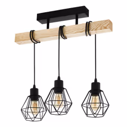 EGLO Townshend 5, Support flexible, Noir, Marron, Noir, Acier, Bois, Métal, Salon